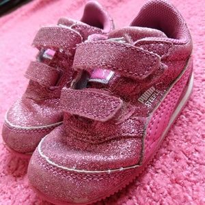 Pink Sparkly Puma Shoes Size 4